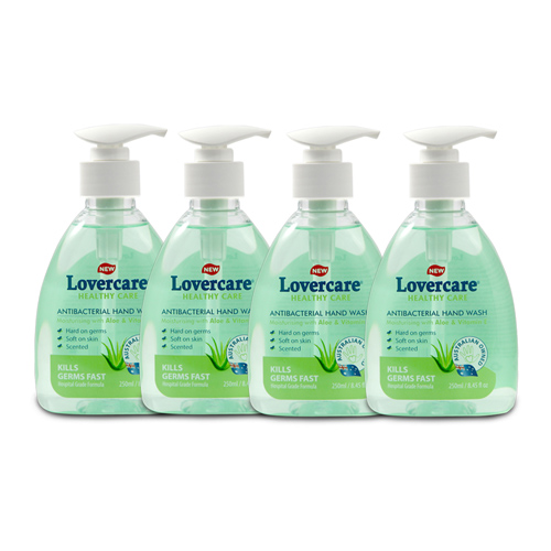 4-PACK Lovercare Antibacterial Hand Wash Aloe 8.45 fl. oz - 250ml