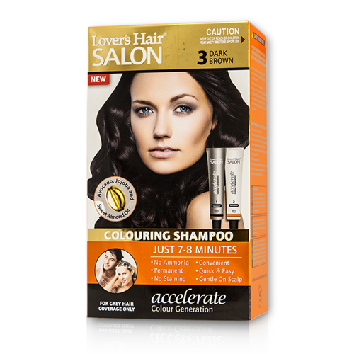 LOVER'S HAIR SALON-COLOURING SHAMPOO-2 x 2.0 oz (60ML) DARK BROWN