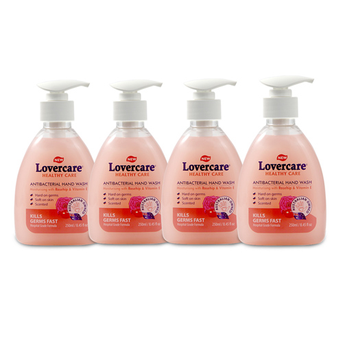 4-PACK Lovercare Antibacterial Hand Wash Rosehip 8.45 fl. oz - 250ml